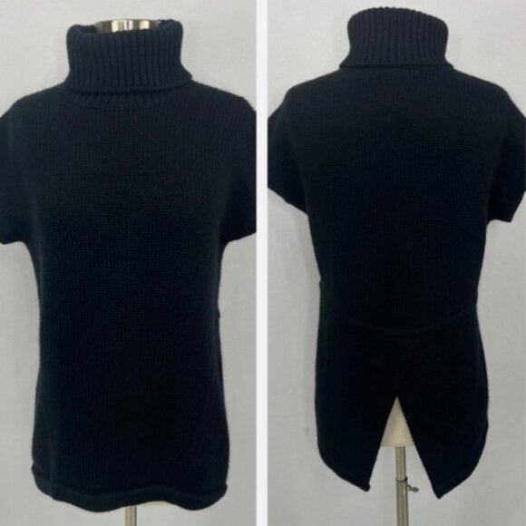 Derek Lam 100% Italian Cashmere Sweater Black Thick Knit Turtleneck - Picture 1 of 12